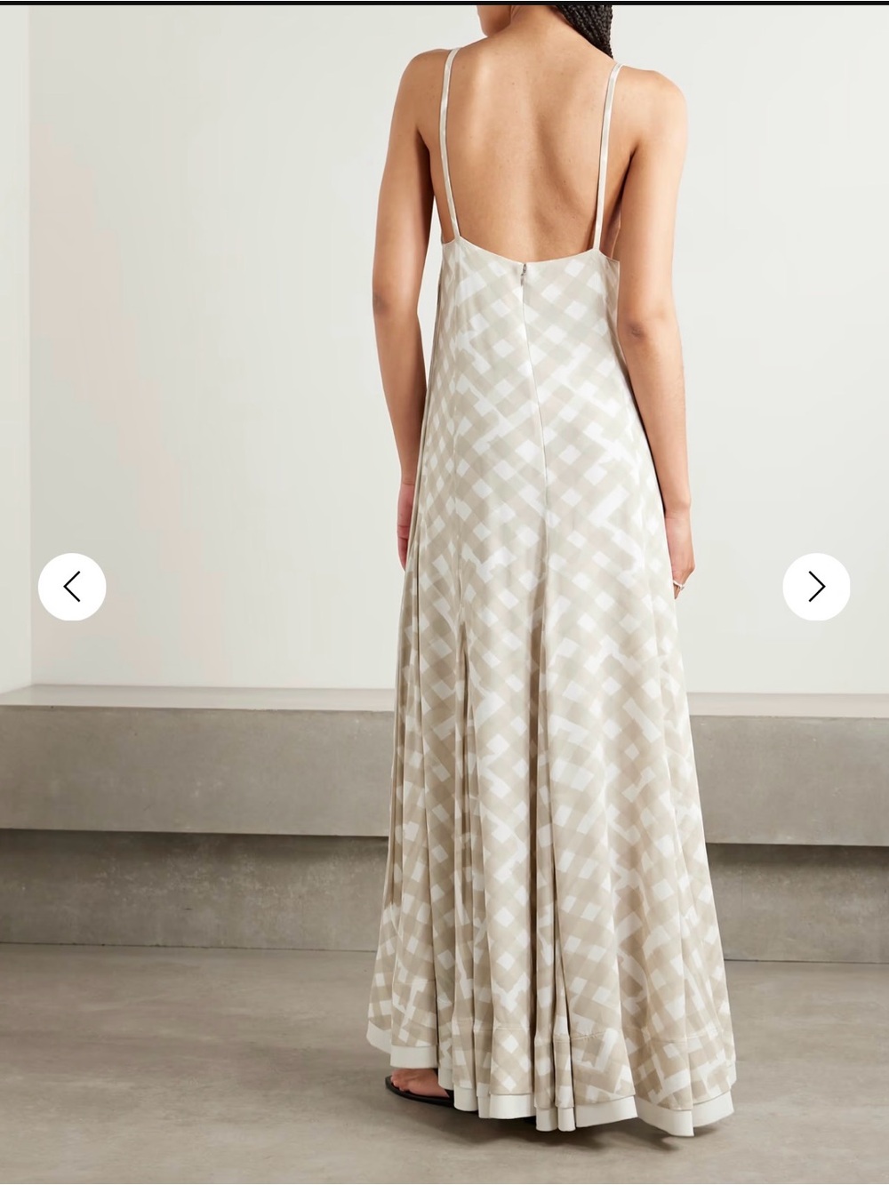Proenza Schouler Beige and White Checked Backless Maxi Dress